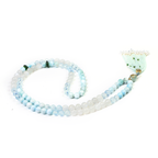 Ease + Release meditation bracelet with Larimar Aquamarine beads on linen background