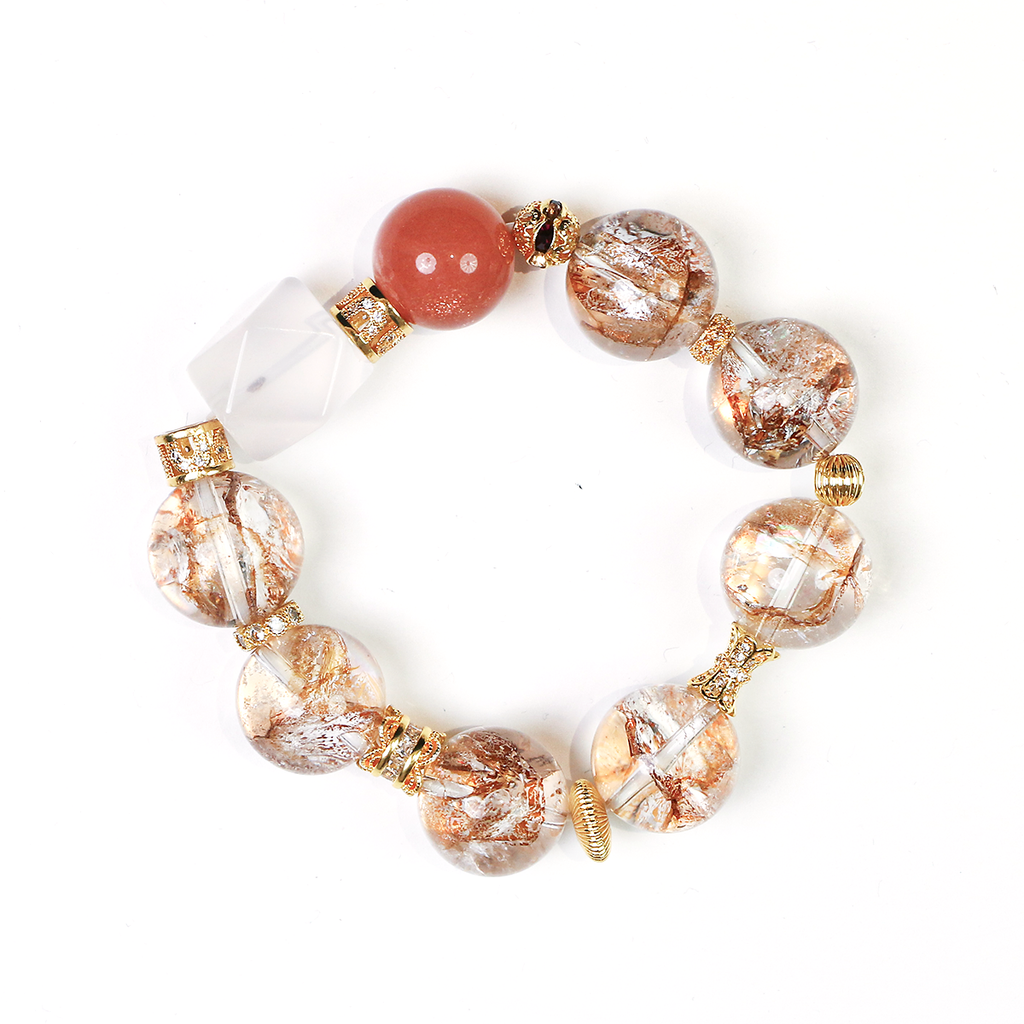 Flamingo bracelet with pink and elegant crystal beads representing joyful freedom