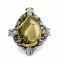 Amber Heart Adjustable Ring