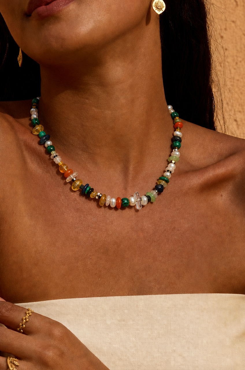 Milky Mocha Multi-Gem Necklace