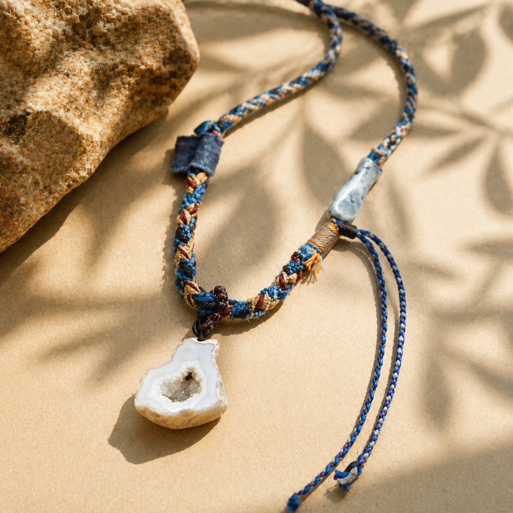 Lapis Grotto Handcraft Cotton Cope Necklet