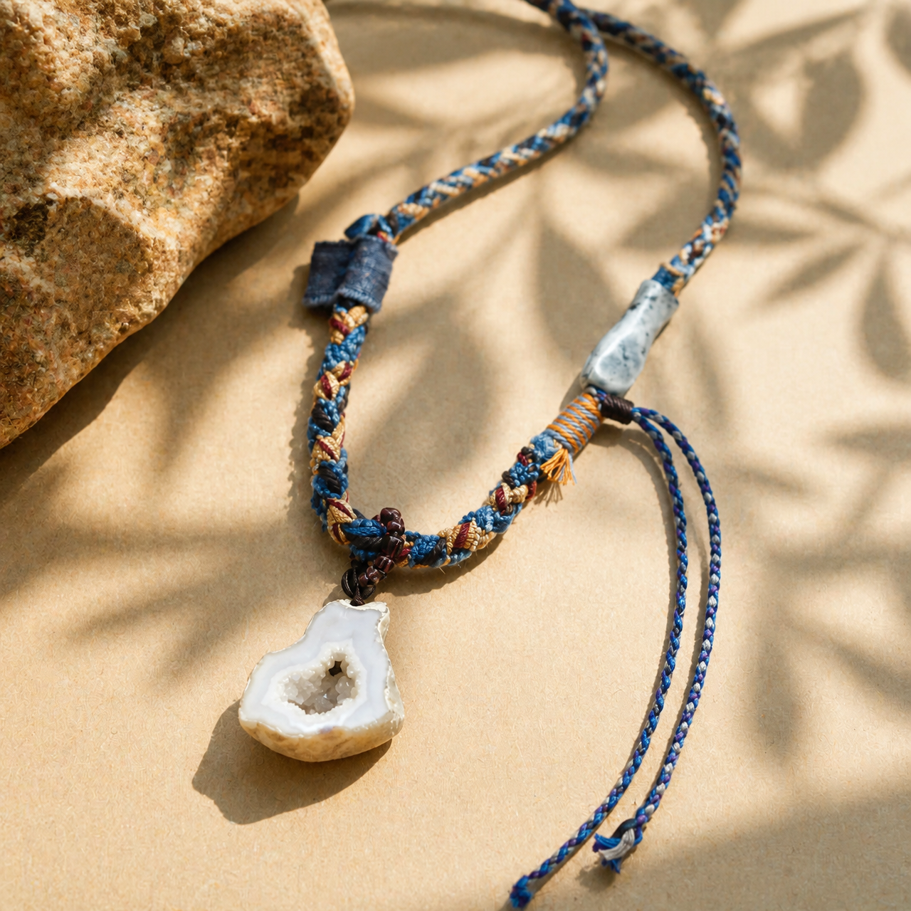 Lapis Grotto Handcraft Cotton Cope Necklet
