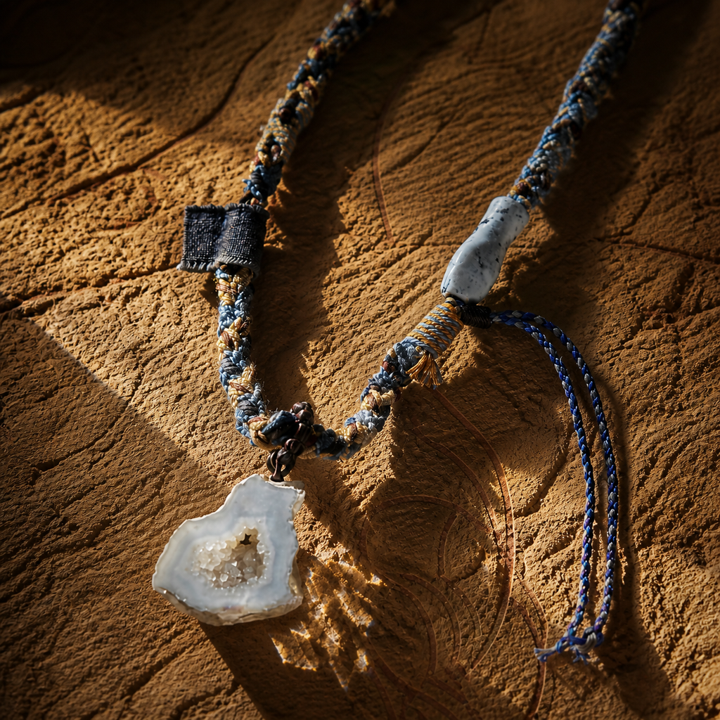 Lapis Grotto Handcraft Cotton Cope Necklet