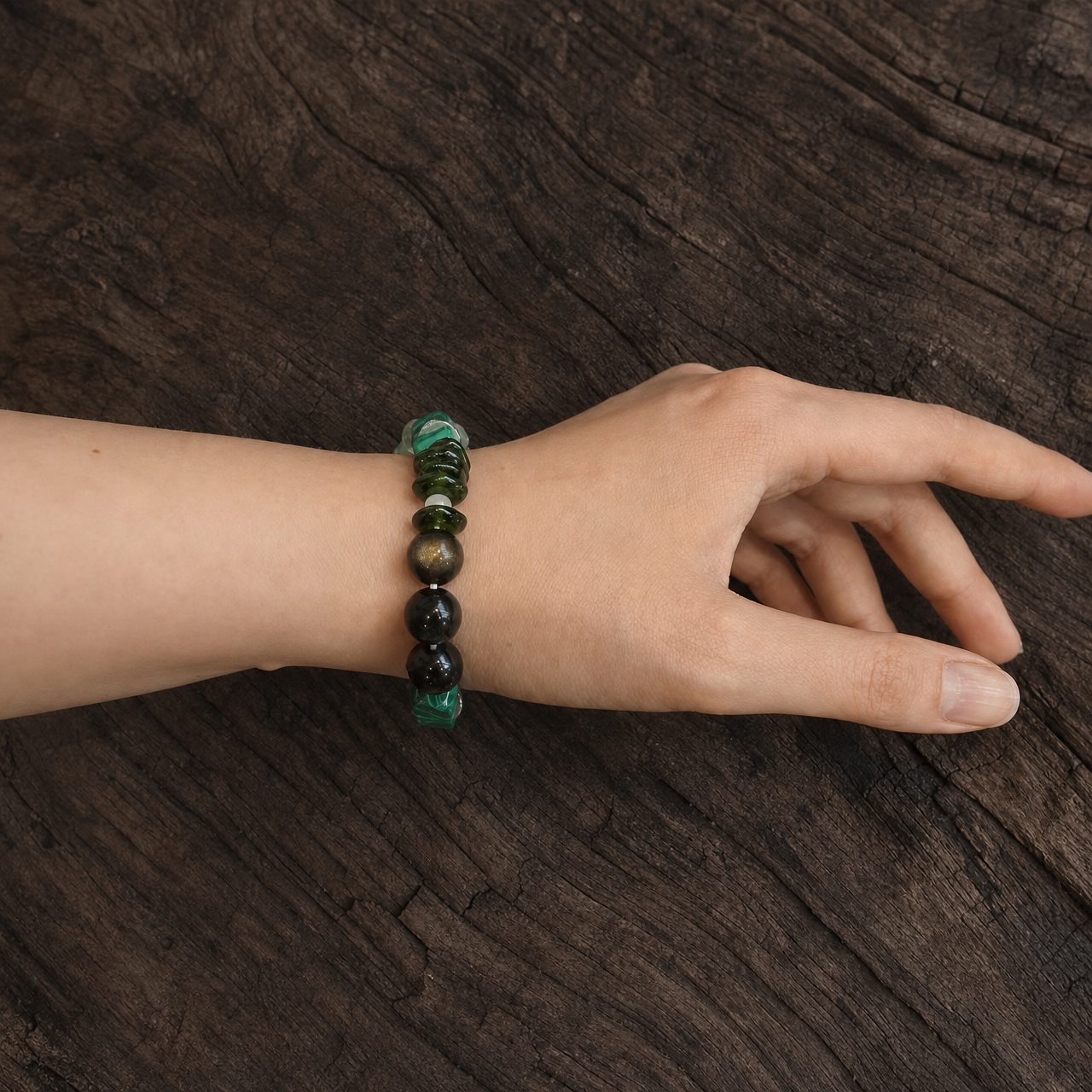 Wood｜Verdant Relic Malachite Bracelet