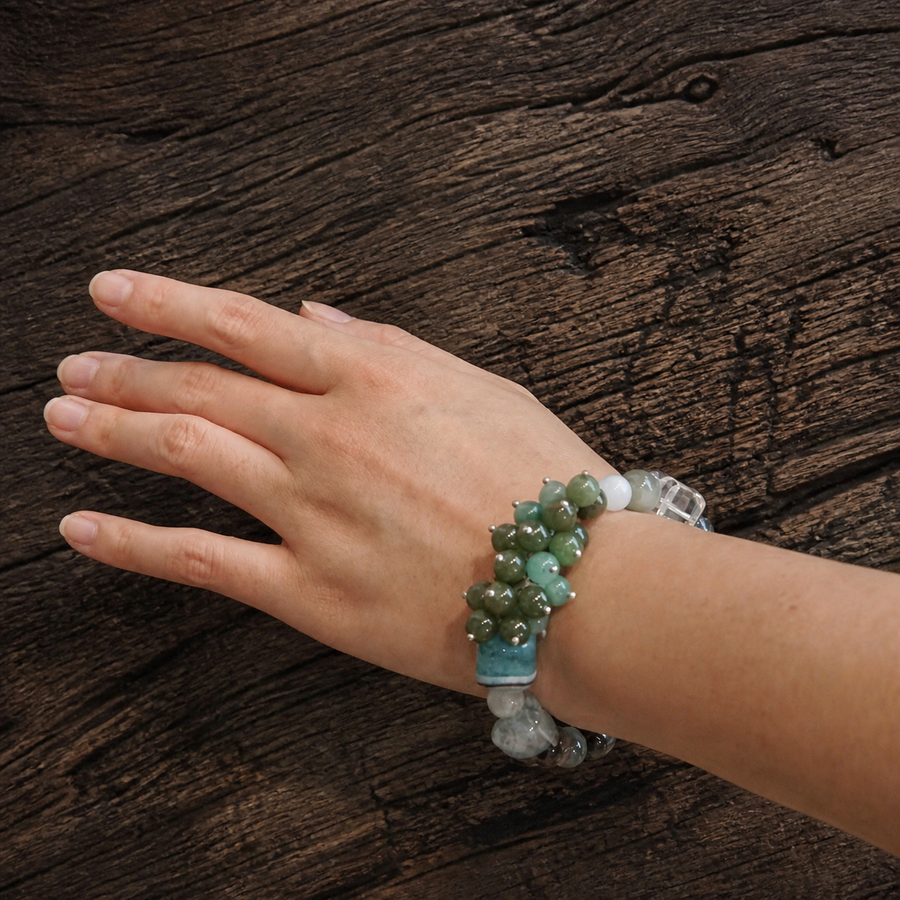 Wood｜Mossy Haven Agate Bracelet