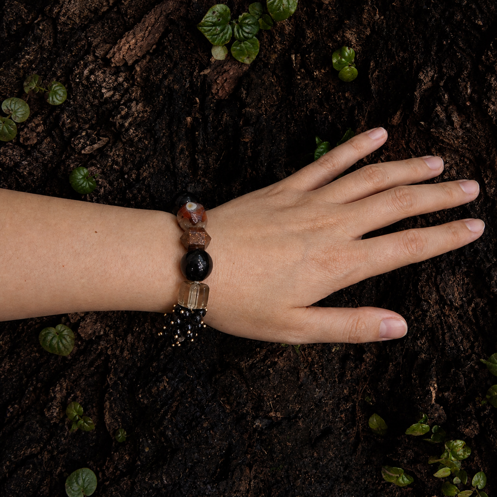 Earth｜Obsidian Earth Super Seven Crystal Bracelet
