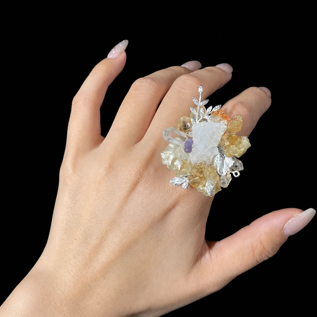 Mineral Blossom Adjustable Ring