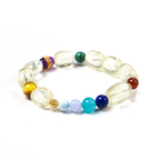 Close-up of parrot bracelet showing irregular bead shapes and color variety