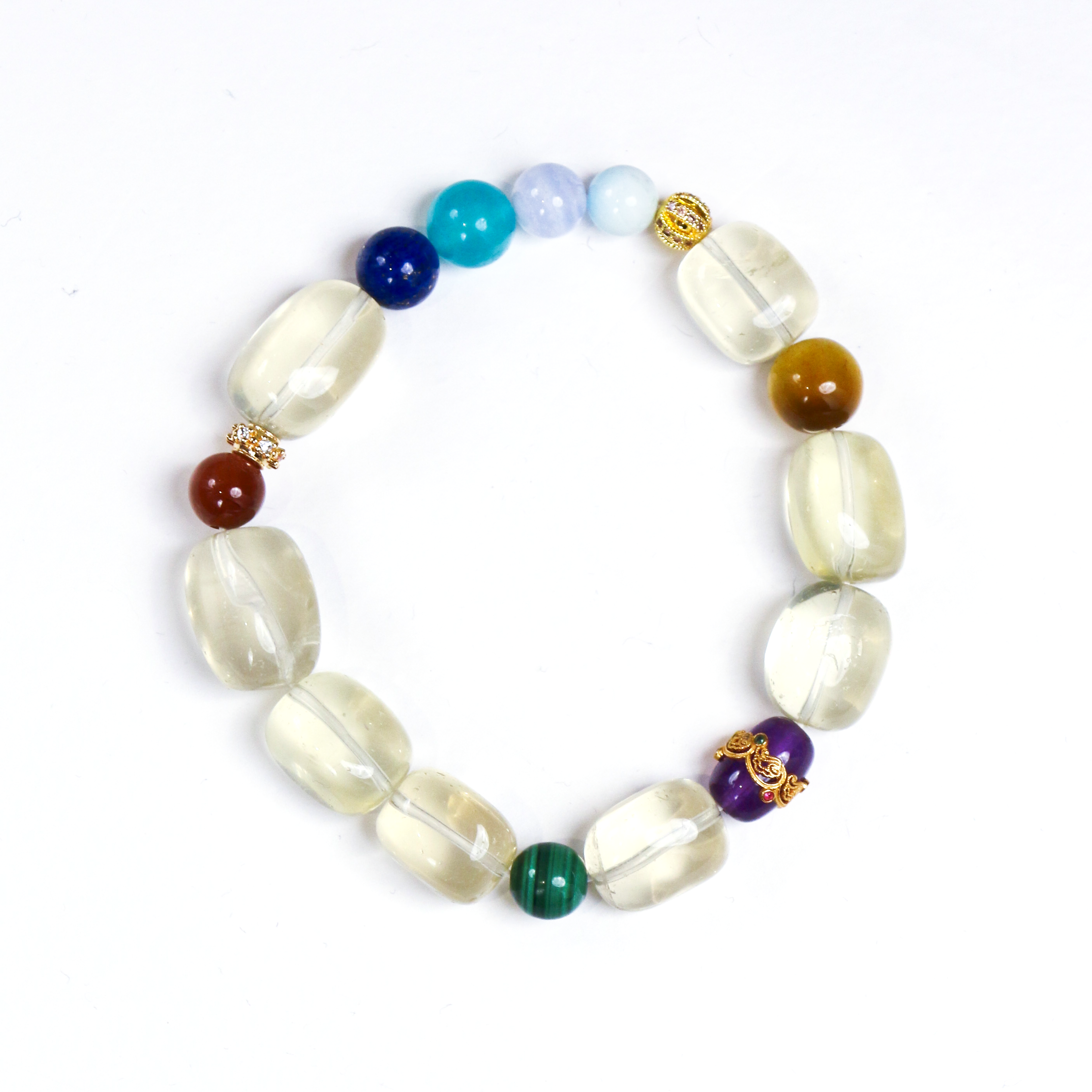 Parrot bracelet with multicolor crystal beads in vibrant parrot plumage style