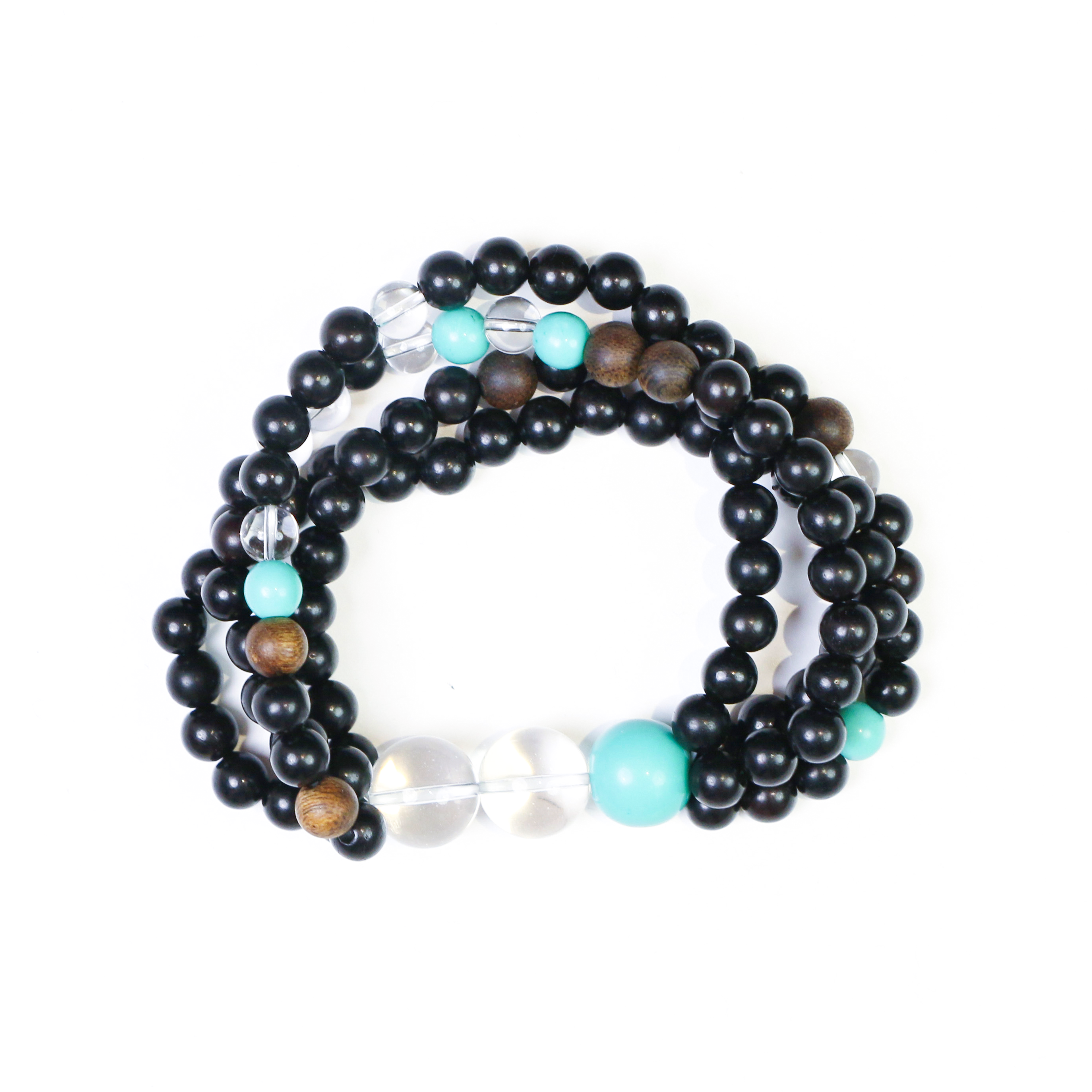 Peacock bracelet with royal blue and green crystal beads representing majestic bird energy