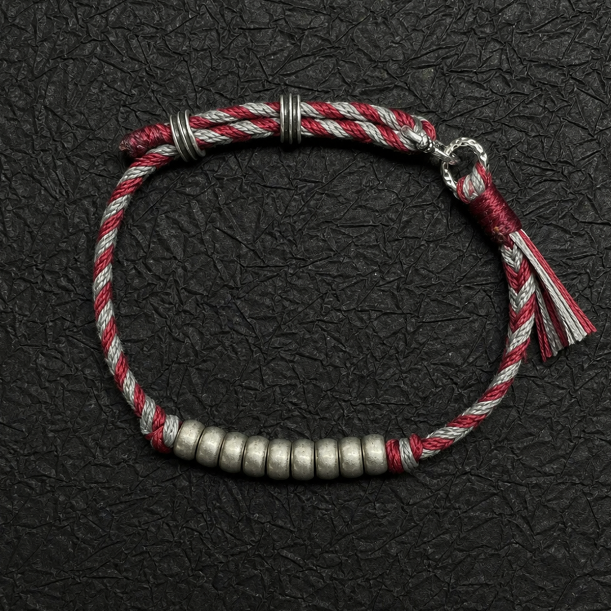 Cinnabar Silver Handcraft Cotton Cope Bracelet