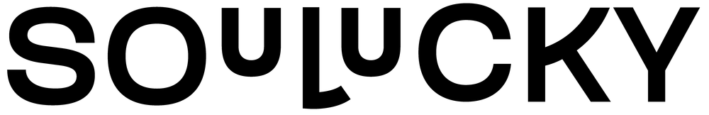 Black 'Soulucky' logo on a white background