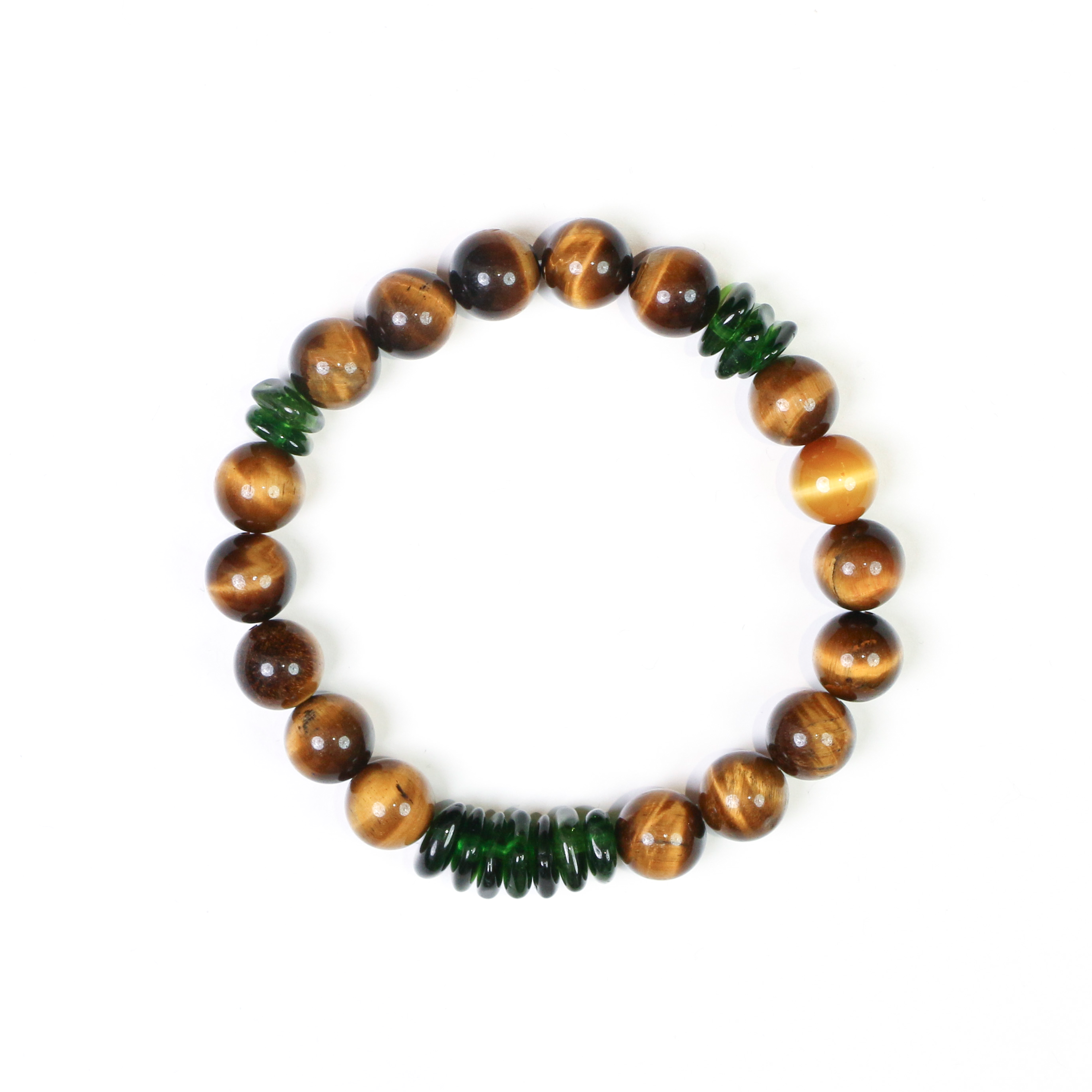 Sumatran tiger bracelet with powerful crystal beads representing fierce wild energy