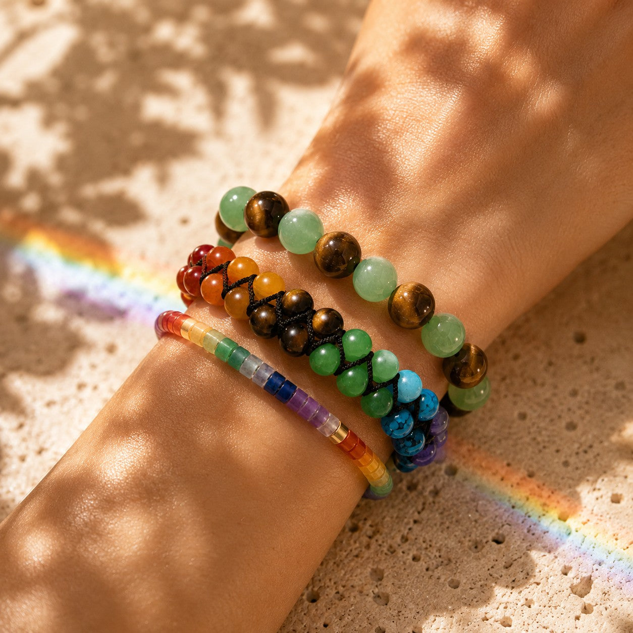 7 Chakra Double-Row Healing Crystal Bracelet