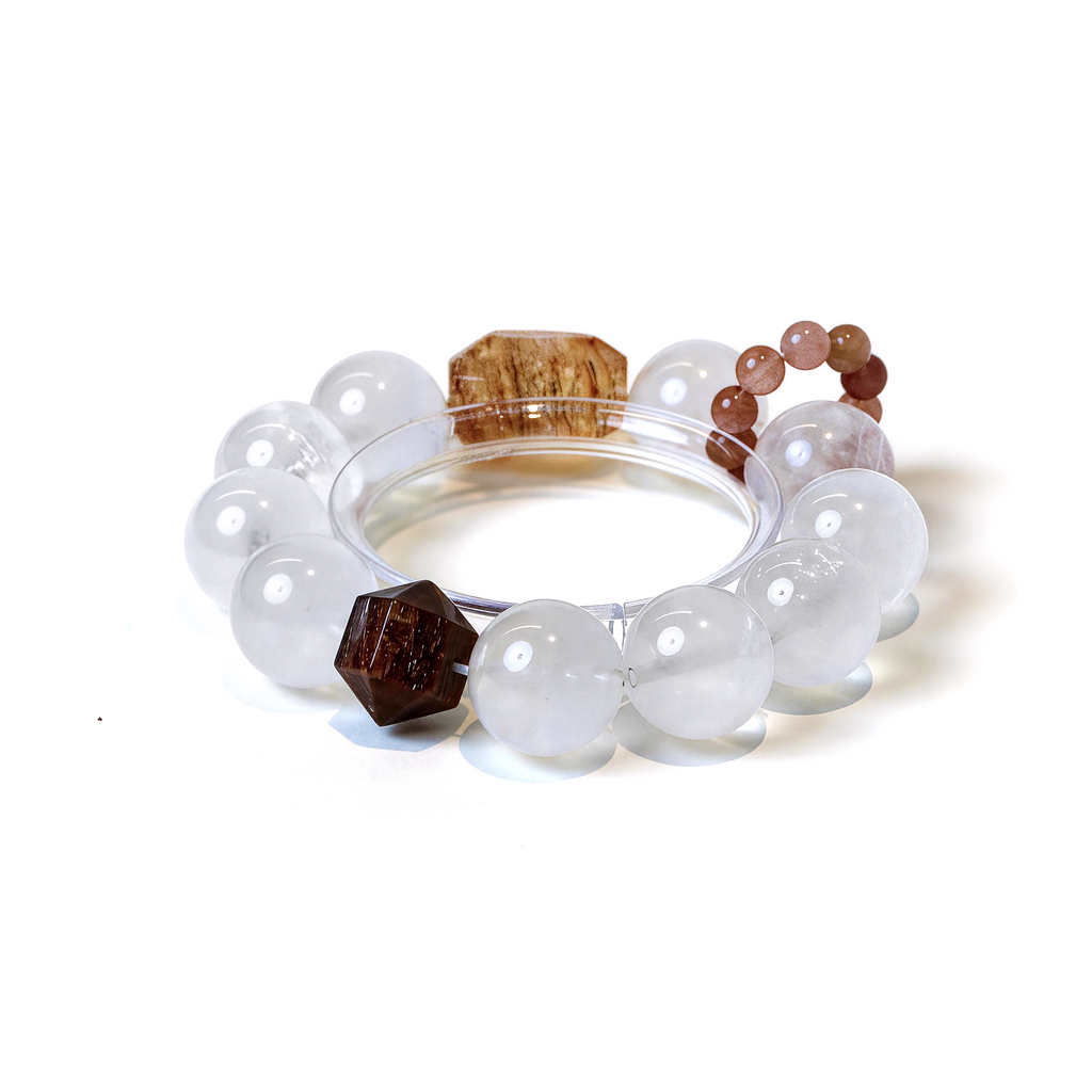Turritopsis Nutricula crystal bracelet detail showing mixed round and irregular bead shapes