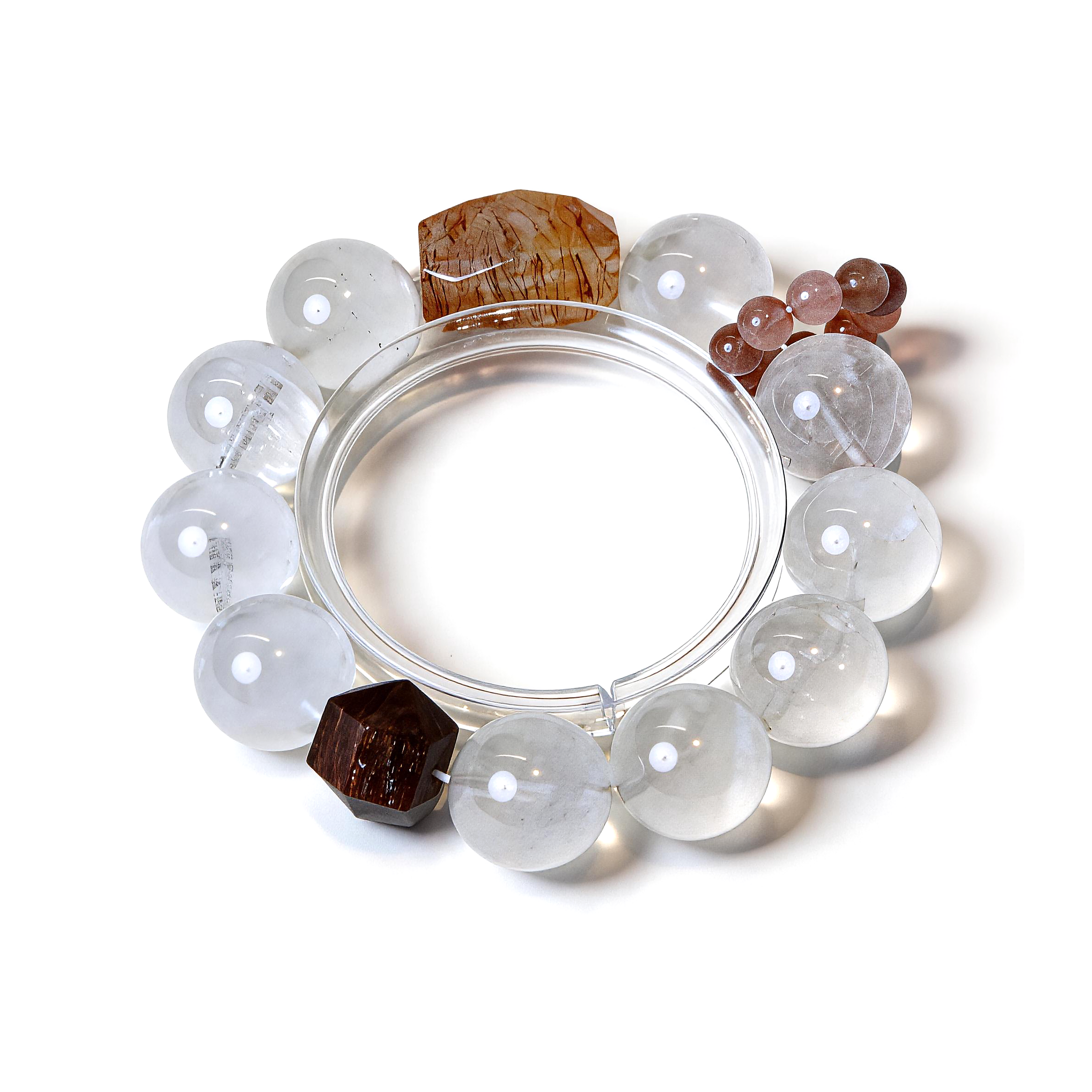Turritopsis Nutricula inspired crystal bracelet with white phantom quartz and super seven beads