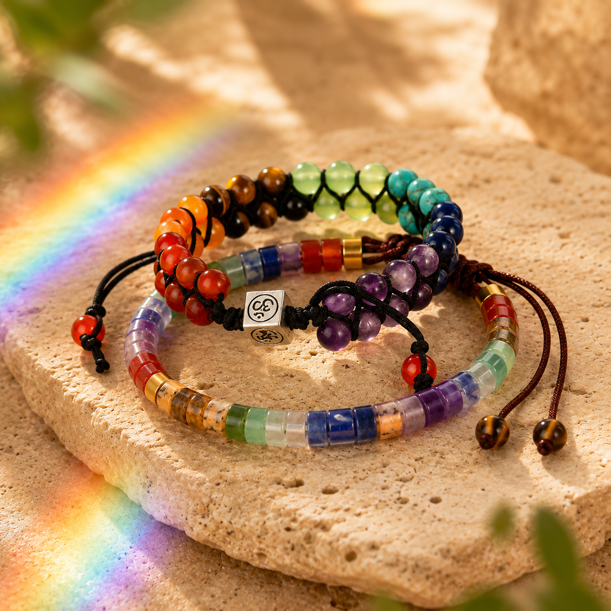 7 Chakra Double-Row Healing Crystal Bracelet